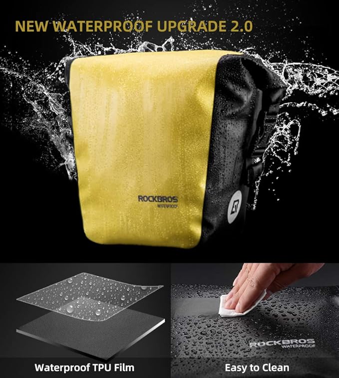 ROCKBROS Front Roller Panniers Bag Front Rack Bike Bag Sturdy Shelf Package with Carrying Handle & Free Shoulder Strap for Touring Picnic Commuting 1 Pair