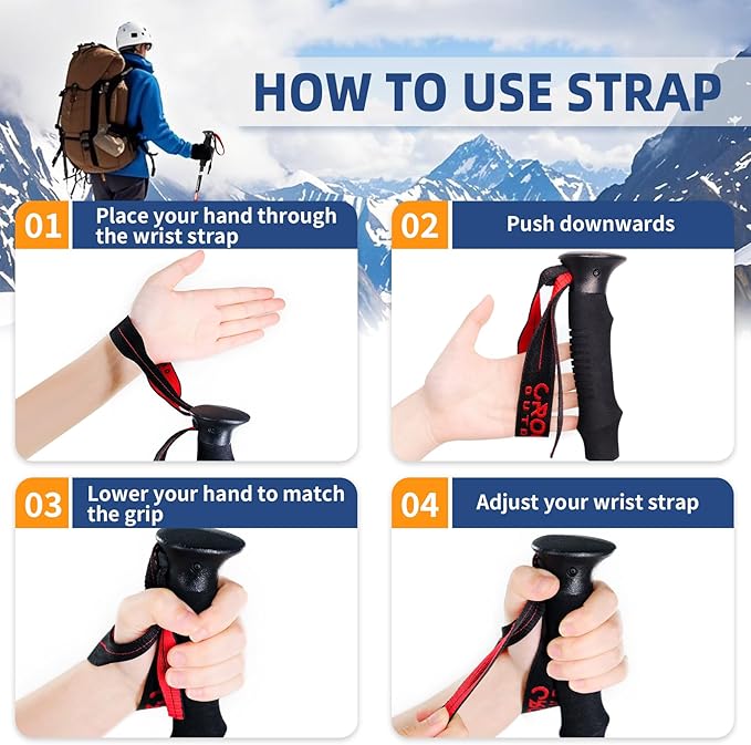 Lightweight Collapsible Trekking Poles for Hiking – 2 Pack Adjustable Hiking Poles, Aluminum Walking Sticks for Skiing, Nordic Walking, Retractable Walking Sticks for Seniors, Women, Men