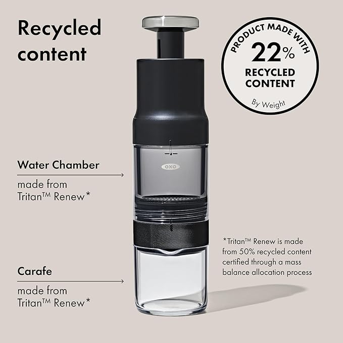 OXO Brew Rapid Brewer - Portable Coffee Maker, Fast Manual Hot & Cold Brew, Small Handheld Brewer, Compact Travel Coffee Maker