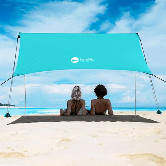 Beach Shade Tent, Portable Easy Pop Up Beach Canopy, UPF50+ Sun Protection Shelter, Windproof & Water Resistant, Perfect for Family