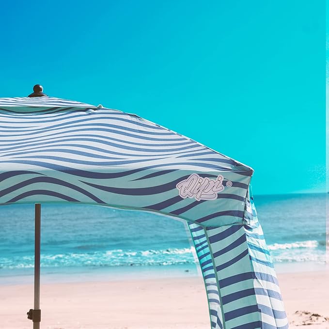 Qipi Beach Cabana - Easy to Set Up Canopy, Waterproof, Portable 6' x 6' Beach Shelter, Included Side Wall, Shade with UPF 50+ UV Protection, Ultimate Sun Umbrella - for Kids, Family & Friends