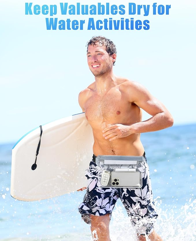 F-color Waterproof Fanny Pack - Waterproof Phone Pouch with Waist Strap - Cruise Essentials 2025 Must Haves Waterproof Pouch Dry Bag Keep Phone Valuables Safe for Beach Kayaking Boating Fishing