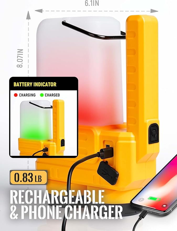Anhay Rechargeable LED Camping Lantern, Dimmable Lantern Flashlight with Hook, Waterproof Spotlight for Hurricane Emergency, Outdoor, Hiking and Home, USB Cable Included