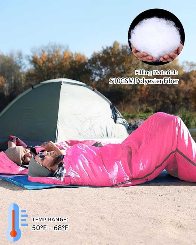 Sportneer Sleeping Bags for Adults, Warm & Cold Weather Sleeping Bag for Adults Kids Boys Girls - Lightweight Compact Camping Gear Equipment, Traveling, Backpacking, Hiking