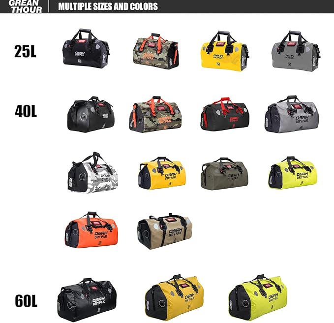 Motorcycle Dry Bag - Waterproof Motorcycle Duffle & Luggage Tail Bag Saddle Bags with Roll Top Closure, Large Storage Space，for Motorcycle Back Seat(Jungle, 40L)
