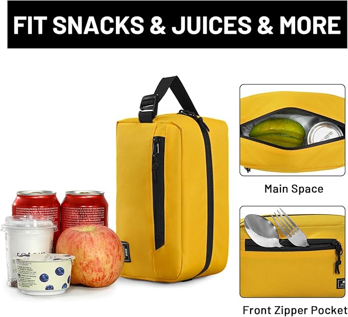 MIER Freezable Snack Bags Small Frozen Mini Cooler Lunch Bag Freezer Insulated Pouch for Adults Work Travel On-The-go,Yellow