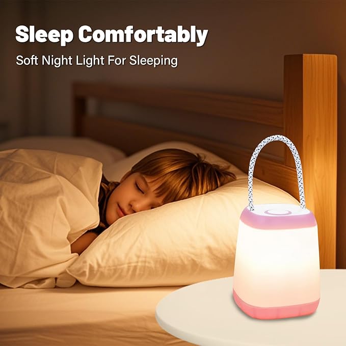 LED Camping Light3 Light Modes Battery Powered Night Light for Backpacking Camping Hiking Emergency Light Battery Powered Lamp for Outdoor and Indoor (Pink)