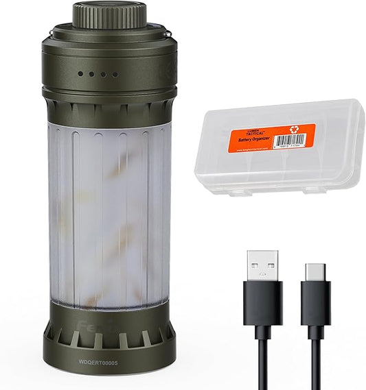 Fenix CL22R 500 Lumen Compact Lantern, USB-C Rechargeable and Multifunctional with Red Light and Colorful Ambient Lights for Camping, Hiking, Fishing (Wild Green)