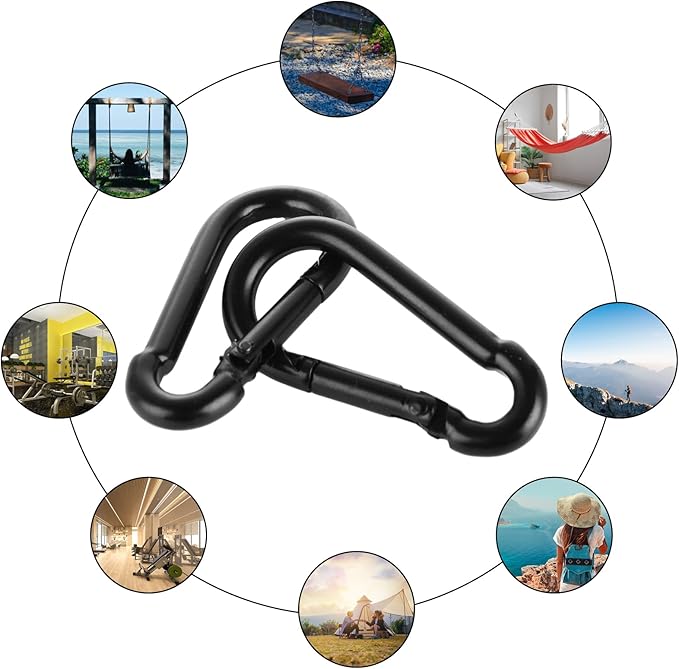 MIVIDE 100 Pack M4 Black Carabiner Clip Spring Snap Hook, 1.57 Inch Heavy Duty Small Snap Hooks Carabiner Quick Link Clip for Camping Hiking Traveling Outdoor Swing Gym, 110Lbs Capacity