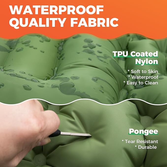 KingCamp Sleeping Pad for Camping, Inflatable Sleeping Pad Ultralight Connectable Camping Mattress with Pillow Built-in Foot Pump for Backpacking Hiking Tent Cot