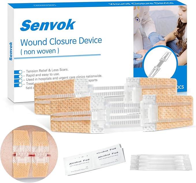 Emergency Wound Closure Kit 2-Pack | FSA/HSA Eligible Medical Grade Adhesive Sutures | Butterfly Bandages & Clotting Technology | for First Aid Kits, Outdoor Injuries, Post-Surgery Care