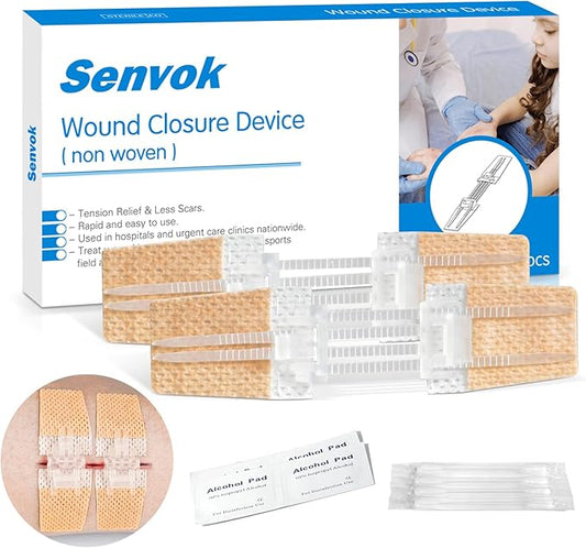 Emergency Wound Closure Kit 2-Pack | FSA/HSA Eligible Medical Grade Adhesive Sutures | Butterfly Bandages & Clotting Technology | for First Aid Kits, Outdoor Injuries, Post-Surgery Care