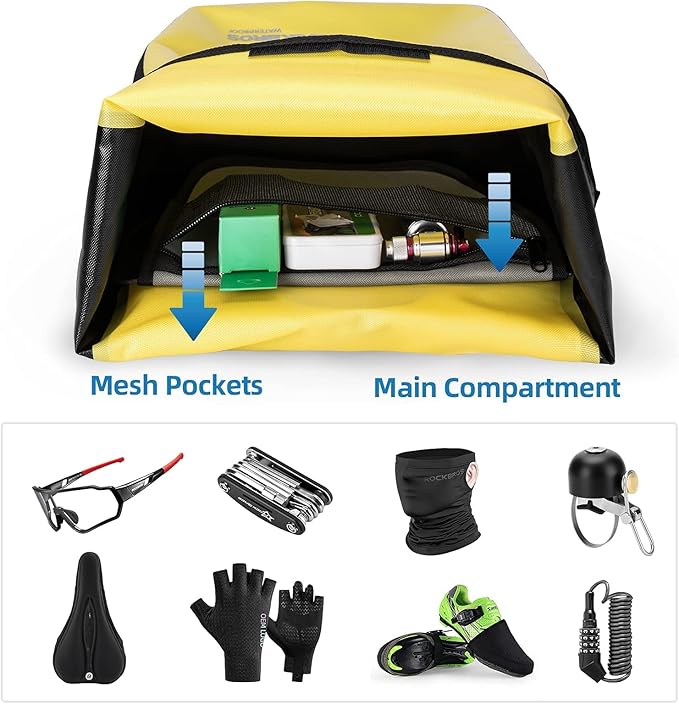 ROCKBROS Front Roller Panniers Bag Front Rack Bike Bag Sturdy Shelf Package with Carrying Handle & Free Shoulder Strap for Touring Picnic Commuting 1 Pair