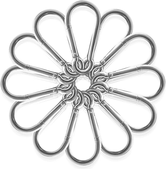 60 Pack Heavy Duty Carabiners, 3/8” Spring Snap Hook Carabiner for Heavy Uses, 4-Inch Snap Hooks Large Carabiners Clips Chain Links Safety Buckle Connector for Swing Hammock Fitness Gym Outdoor Indoor