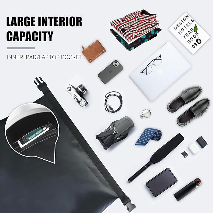 SEPEAK 35L Waterproof Marine Dry Bag, Roll Top Backpack, Heavy Duty Dry Sack for Kayaking, Boating,Swimming,Diving,Surfing,Rafting,Fishing,Camping,Hiking,with Reflective Strip,Black