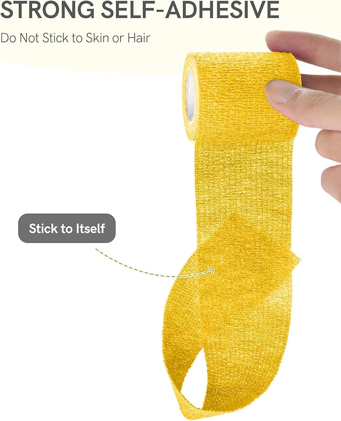 FriCARE Self Adhesive Bandage Wrap, Medical Tape in First Aid Kit, Cohesive Bandages for Wounds Sport Vet, FSA/HSA Eligible, 2 Inches X 5 Yards 16 Rolls, Vivid