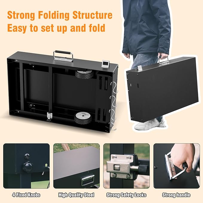 Portable Grill Stand for Ninja Woodfire Outdoor Grill OG701 OG751 & OO101 Pizza Oven, Blackstone 17"/22" Griddle, Ooni Pizza Oven, Outdoor Grill Cart with 4 Wheels