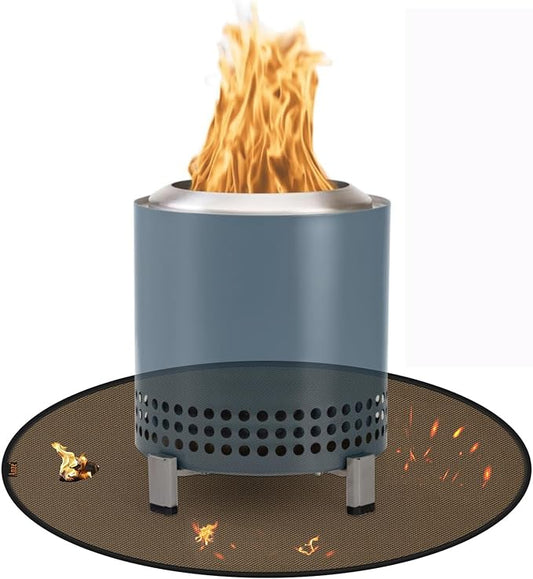 Anze 20" Tabletop Fire Pit Mat, 4 Layers Round Fireproof Mat Campatible with Solo Stove Melsa XL, Heat Resistant Small Rug for BBQ Grill, Non Slip Resuable Pad Solo Stove Accessories