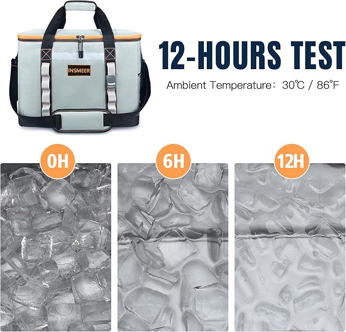 INSMEER Insulated Cooler Bag 65Cans/32 Cans Large Cooler Bag Soft Sided Cooler with Shoulder Strap, Collapsible Leakproof Portable Coolers for Camping/Beach/Food Delivery/Shopping/Outdoor/Picnic