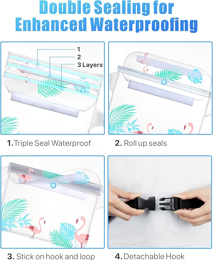 F-color Waterproof Fanny Pack - Waterproof Phone Pouch with Waist Strap - Cruise Essentials 2025 Must Haves Waterproof Pouch Dry Bag Keep Phone Valuables Safe for Beach Kayaking Boating Fishing