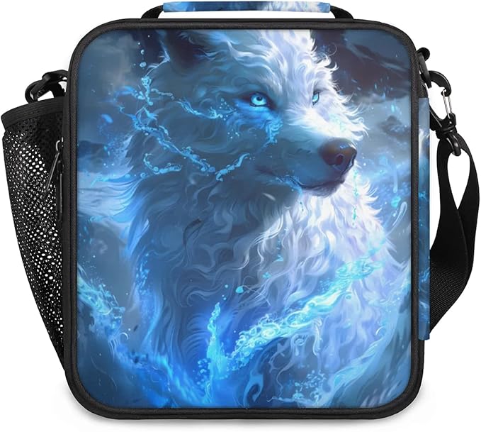 Wolf Kid Lunch Bags with Shoulder Strap Insulated Lunch Boxes for Boy Girls Waterproof Thermal Cooler Tote Bag Portable Picnic Bag for School Work Outdoor Gifts Galaxy