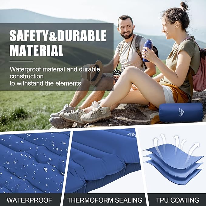 Camping Sleeping Pad, Extra Thickness 4.7 Inch Inflatable Sleeping Mat Lightweight Waterproof Camping with Built-in Pump Air Mattress for Backpacking, Hiking, Tent, Traveling