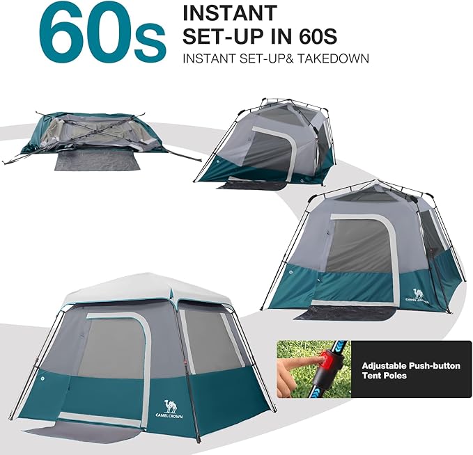 CAMEL CROWN 4/6 Person Tent Waterproof Lightweight Portable Backpacking Tent for Outdoor Camping Hiking