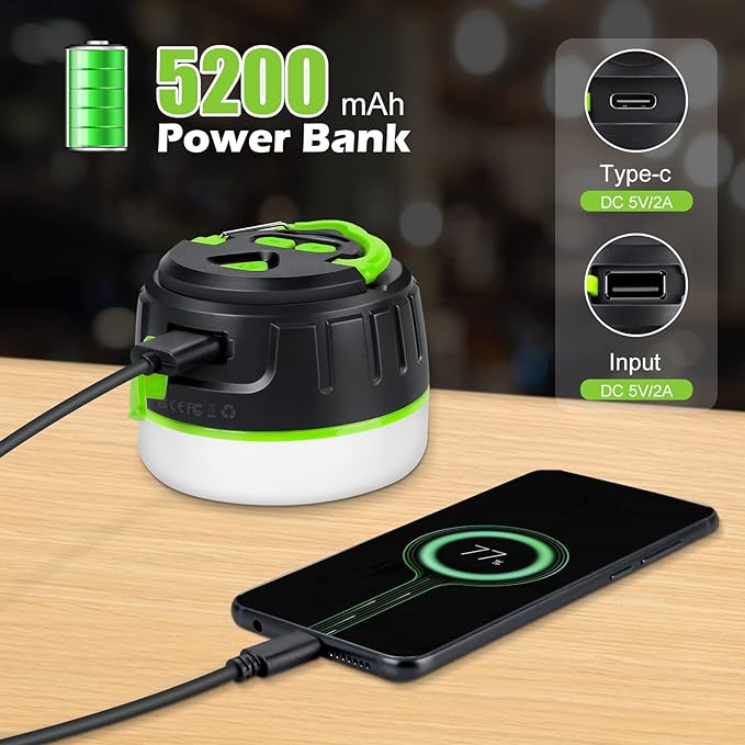 Sinvitron LED Camping Lantern Rechargeable with Remote Control - 1000LM 150H Runtime Tent Light, 5200mAh Water-Resistant Emergency Light for Hurricane Power Outages, Hiking Home