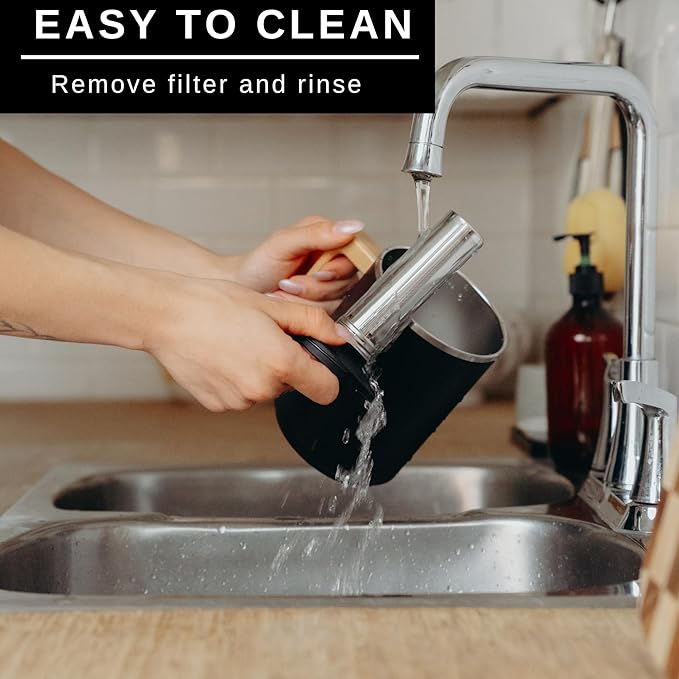 HASTINGS Pour Over Coffee Dripper - Stainless Steel Pour Over Coffee Filter, Metal Paperless Reusable Double Mesh Cone Filter with Wood Handle - Coffee Maker for Single Cup Brew up to 68 OZ (Black)