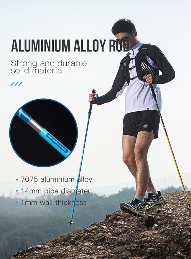 AONIJIE Trekking Poles -2 Ultralight Collapsible Carbon Fiber Hiking Poles with Anti-Shock and Quick Lock System, Folding Walking Sticks for Hiking, Camping