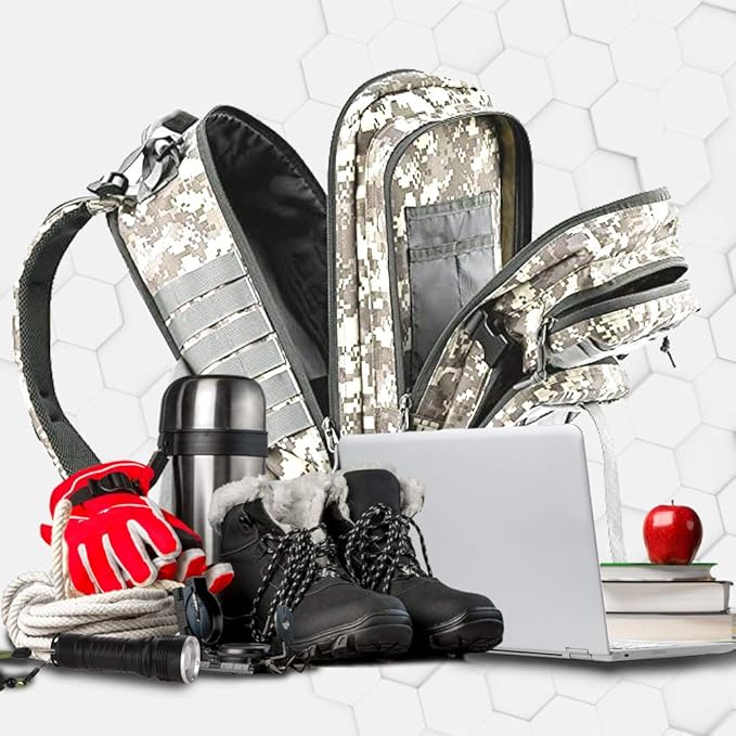 EMDMAK Military Tactical Backpack, 42L Large Military Pack Army 3 Day Assault Pack Molle Bag Rucksack