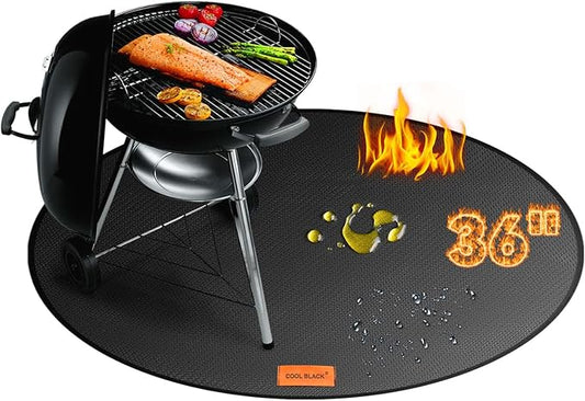 36" Round Fire Pit Mat - Fireproof Deck Patio Protector Mat,4 Layer Waterproof Oil-Proof Under Grill Mat,Firepit Protection Rug,Fire Pit Mat for Deck Fireproof,for Outdoor Grass Grill Accessories