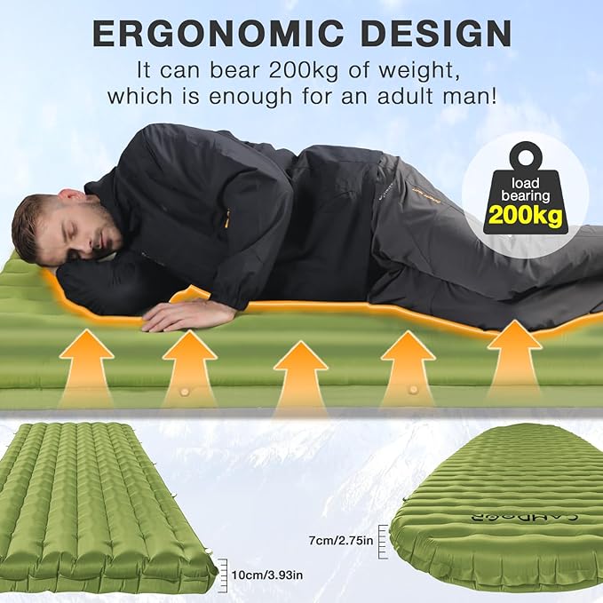 Sleeping Pads for Camping, Ultralight Sleeping Pad Insulated 6.8 R-Value Inflatable Sleeping Pads Compact for Camping Backpacking Hiking Traveling Tent