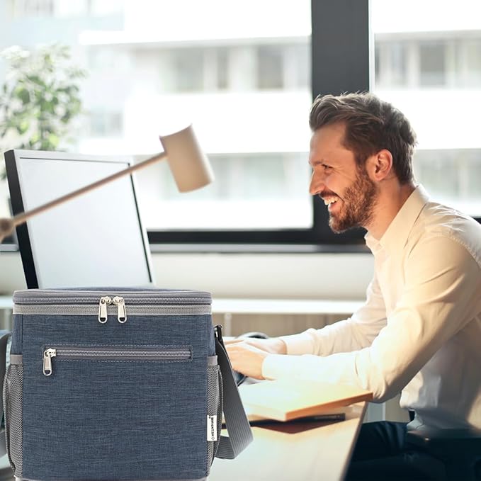 Navy Unisex Meal Holder, Durable & Safe, Long-Term Insulation, Leakproof & Water-Resistant, Large Capacity & Multi Compartments, Wide-Open-Design & Portable