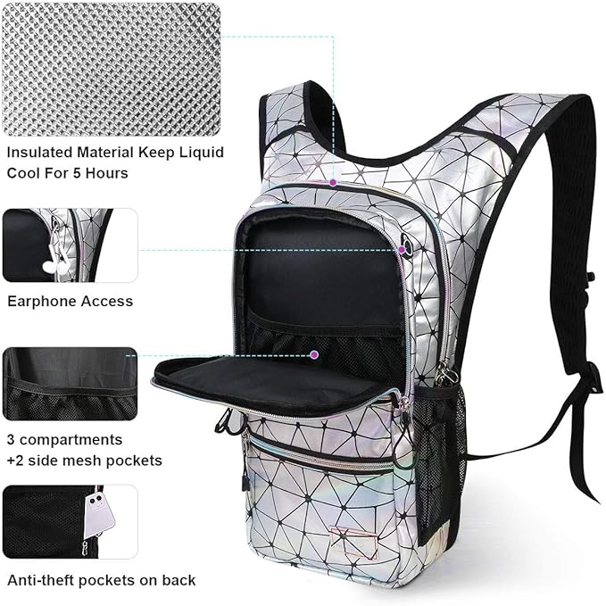 Hydration Backpack Pack, Water Backpack 20L Included 2L Hydration Bladder, Festival Essential - Rave Hydration Pack Hydropack for Hiking, Running, Biking, Festival Gear