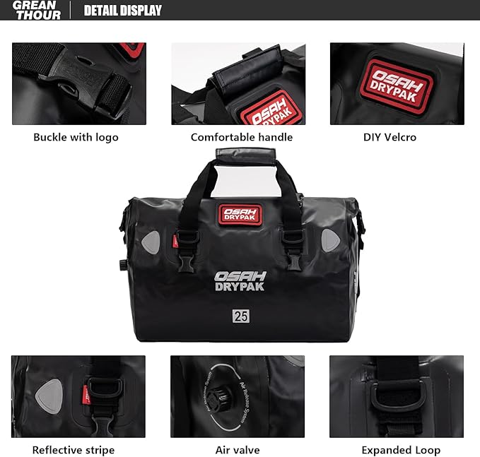 Motorcycle Dry Bag - Waterproof Motorcycle Duffle & Luggage Tail Bag Saddle Bags with Roll Top Closure, Large Storage Space，for Motorcycle Back Seat(Sky, 40L)