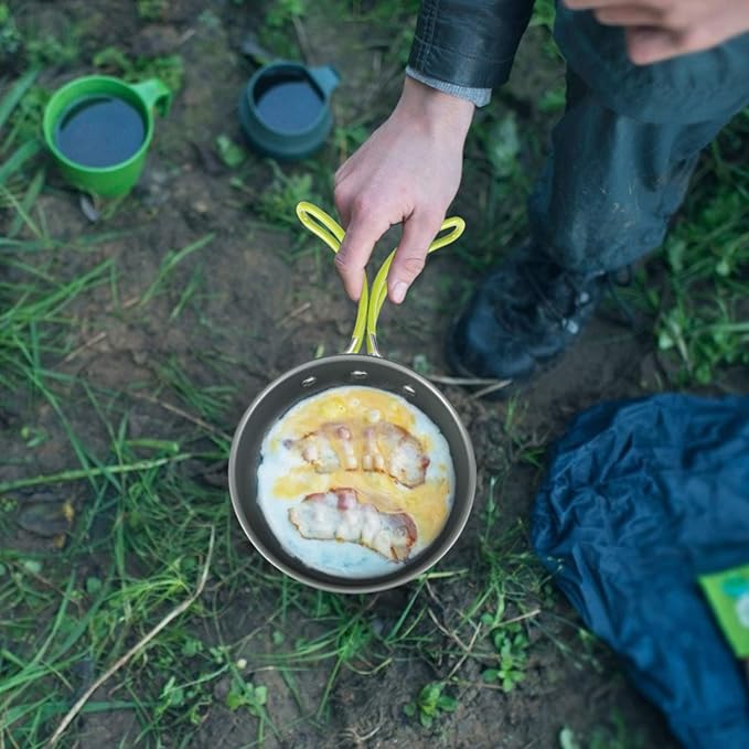 G4Free 2/4/13 PCS Camping Cookware Mess Kit Hiking Backpacking Picnic Cooking Bowl Non Stick Pot Knife Spoon Set