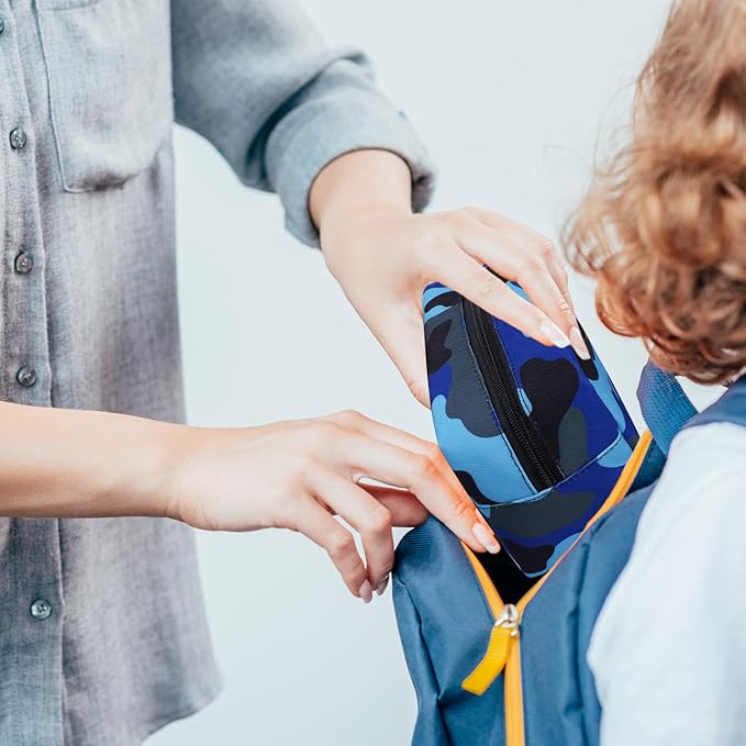 Cerbonny Small Insulated Cooler Bag, Freezable Lunch Bag for Work School Travel, 2.2L, Blue Camo