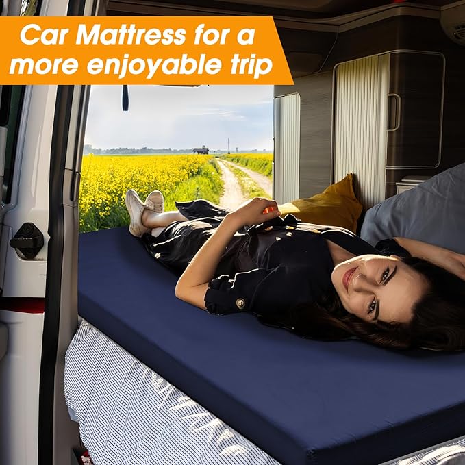 CYMULA Camping Cot Mattress 2in Memory Foam Sleeping Pad,Soft Warm Non-Slip Camping Mattress Topper with Retaining for Adults,Portable Roll up Pad for Travel(75 x30)（only Mattress）