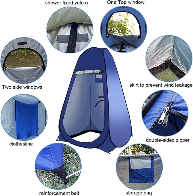 Pop Up Tent Upgrade Privacy Shower Tent Portable Outdoor Sun Shelter for Toilet Camping Biking Beach with Carry Bag