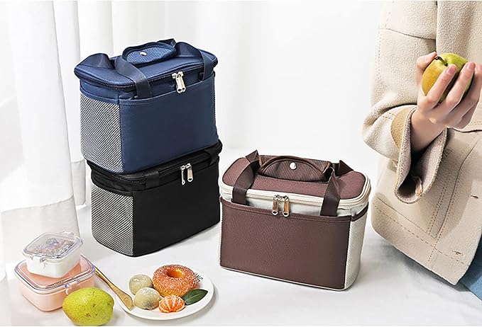 Yansanido 6L Thickened Black Reusable Insulated Lunch Bag for Women and Men Travel Picnic and Lunch Box (Small, Black)