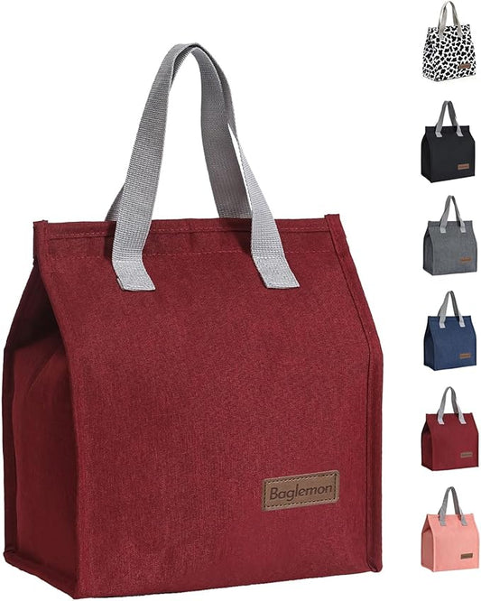 Lunch bag, Insulated Lunch Bag for Women Men, Lunch Containers Reusable Lunch Tote Bags for Work, Travel, Outdoor (Red)