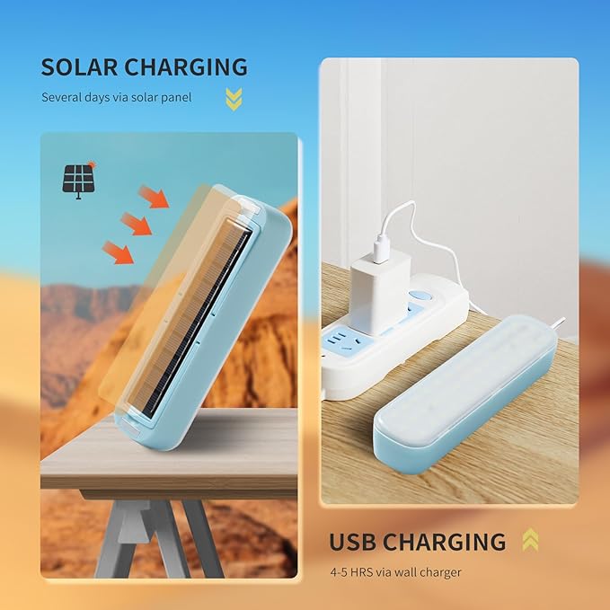 Solar Rechargeable Camping Lantern - 2000 Lumens, 4 Light Modes, Portable Power Bank (Blue)