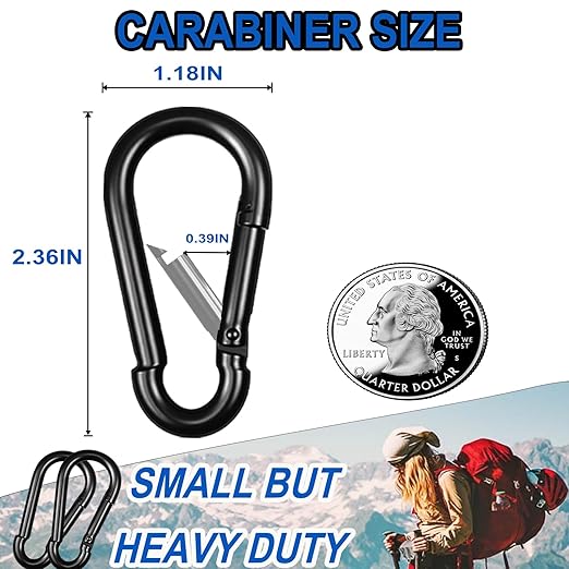 40PCS M6 Carabiner Clips,2.36Inch Spring Snap Hook Quick Link Small Carabiner Clips,Spring Link Buckle for DIY Fishing Camping Hammock Dog Leashes-270LBS Holding Capacity