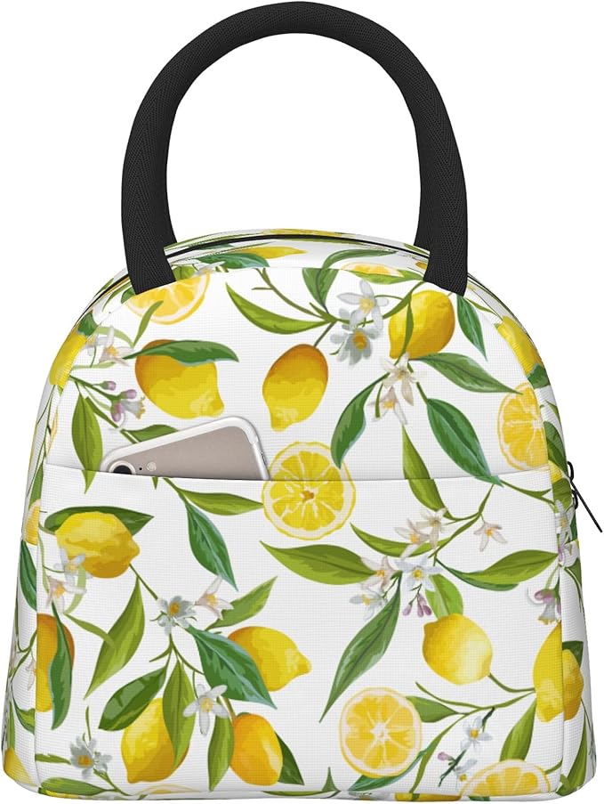 Lemon Lunch Bag Lunch Box for Women Men Boys Girls, Reusable Insulated Lunch Tote Bag, Leakproof Thermal Cooler Sack Food Handbags High Capacity for Work School Picnic Camping Gifts