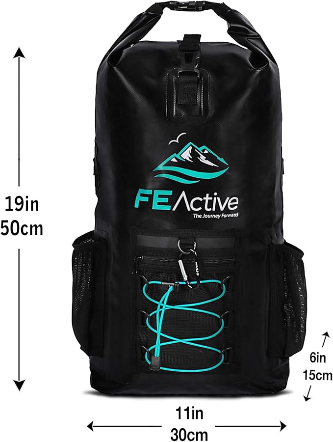 FE Active 20L Waterproof Dry Bag Backpack for Hiking, Camping & Fishing Gear - For Kayaking, Boating & Travel - Made in California, USA - Waterproof Backpack