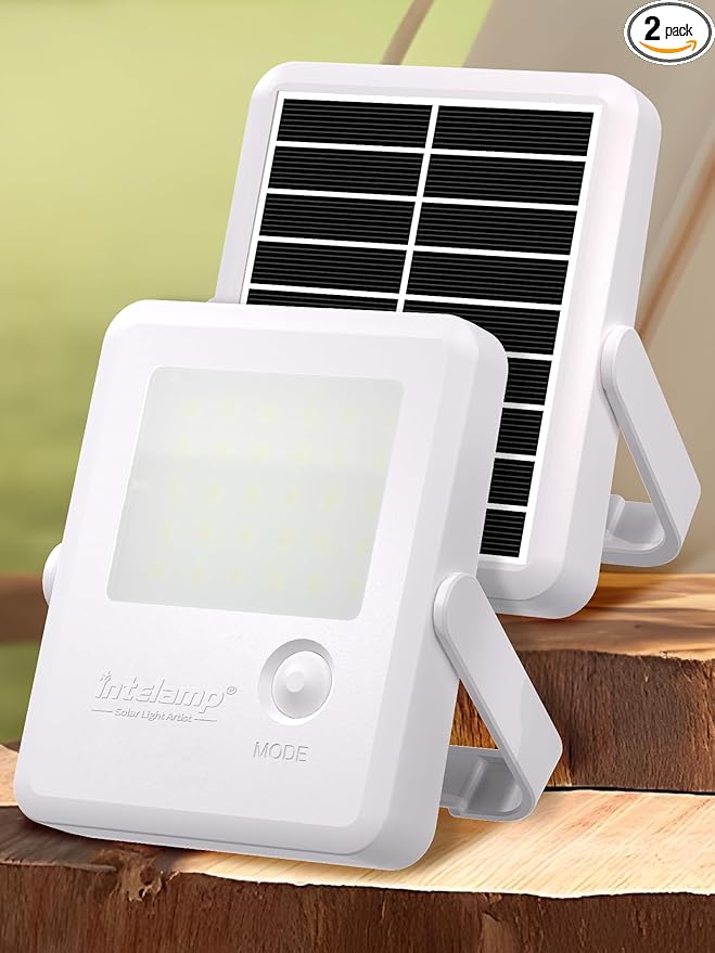intelamp Gutter Lights Solar Powered, Portable Outdoor Solar Light 2 Pack, Camping Lantern Outdoor Waterproof,2000mAh Emergency Light, Suitable for Fishing, Hiking, Corridor, Aisle