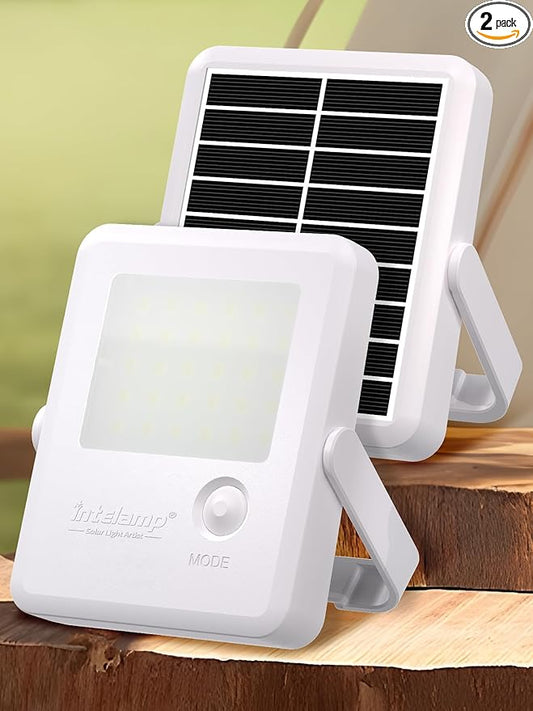 intelamp Gutter Lights Solar Powered, Portable Outdoor Solar Light 2 Pack, Camping Lantern Outdoor Waterproof,2000mAh Emergency Light, Suitable for Fishing, Hiking, Corridor, Aisle