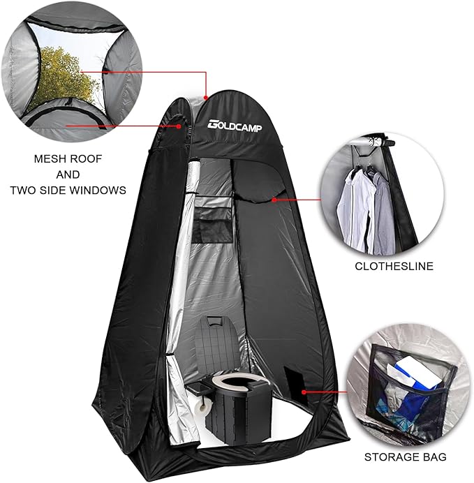 GOLDCAMP Camping Shower Tent Privacy Tent - Pop Up Changing Toilet Portable Sun Shelters Dressing Room Instant Outdoor for Camping Hiking Beach Picnic Fishing with Carrying Bag