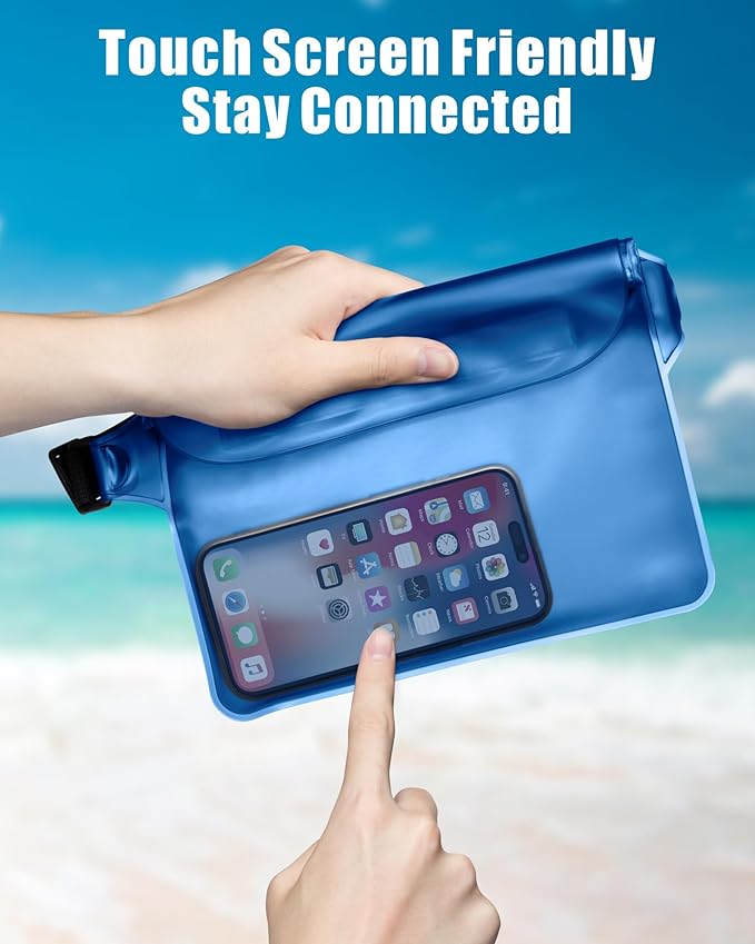 F-color Waterproof Fanny Pack - Waterproof Phone Pouch with Waist Strap - Cruise Essentials 2025 Must Haves Waterproof Pouch Dry Bag Keep Phone Valuables Safe for Beach Kayaking Boating Fishing